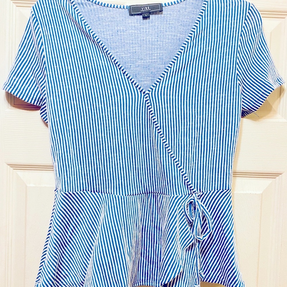 SOLD NWOT Women’s Striped Surplice Blouse